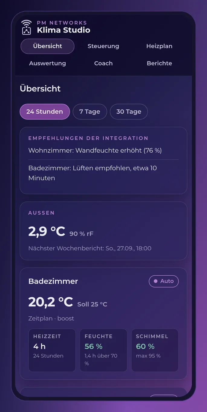 Klima Studio auf dem Smartphone