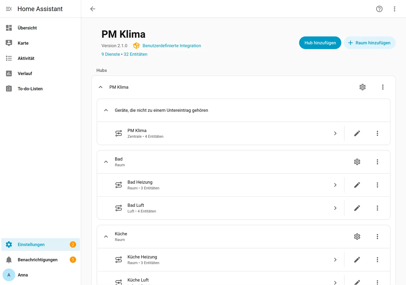 Integrationsseite von PM Klima